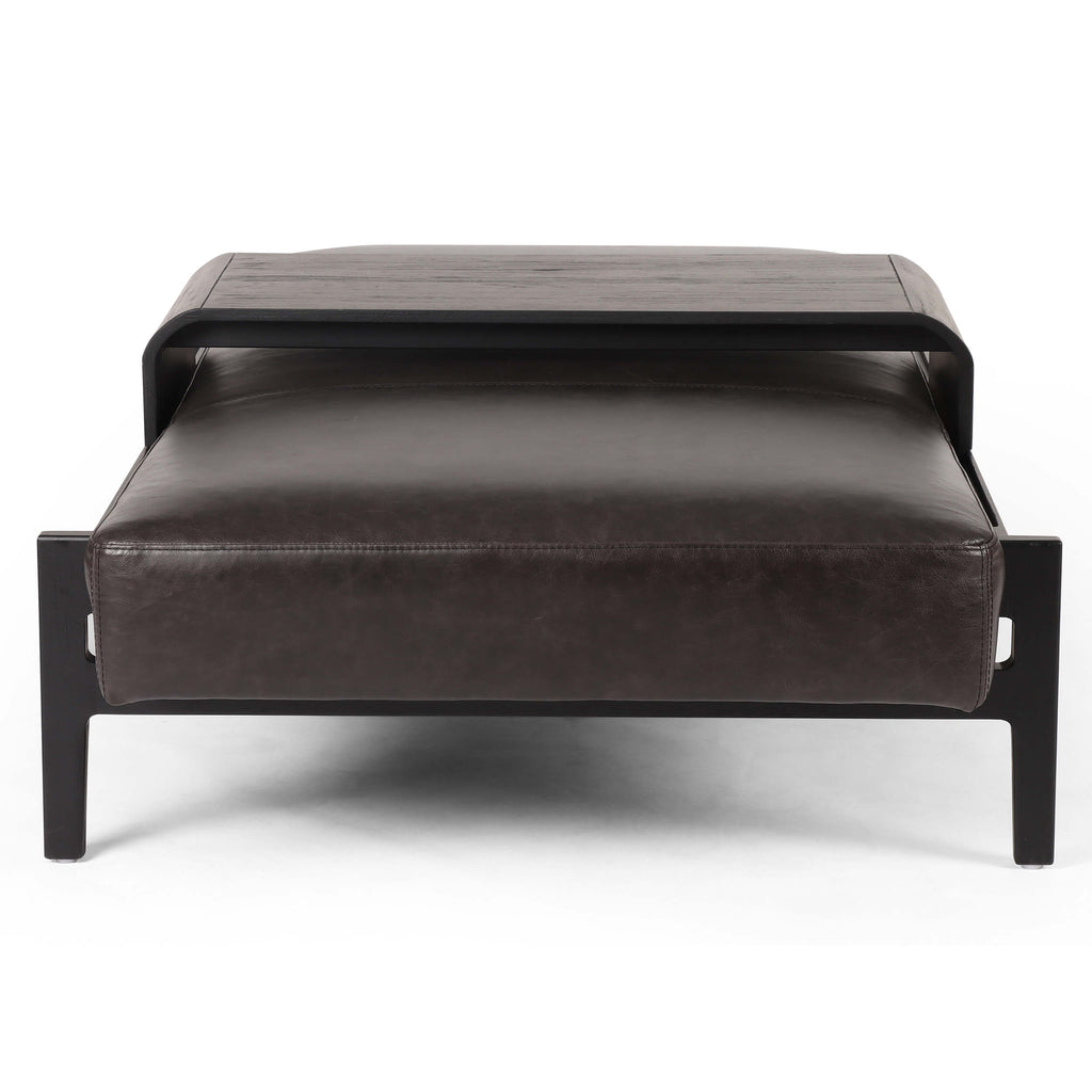 Sciacca 15.7 Wide Faux Leather Rectangle Footstool Ottoman Latitude Run Leather Type: Black Faux Leather