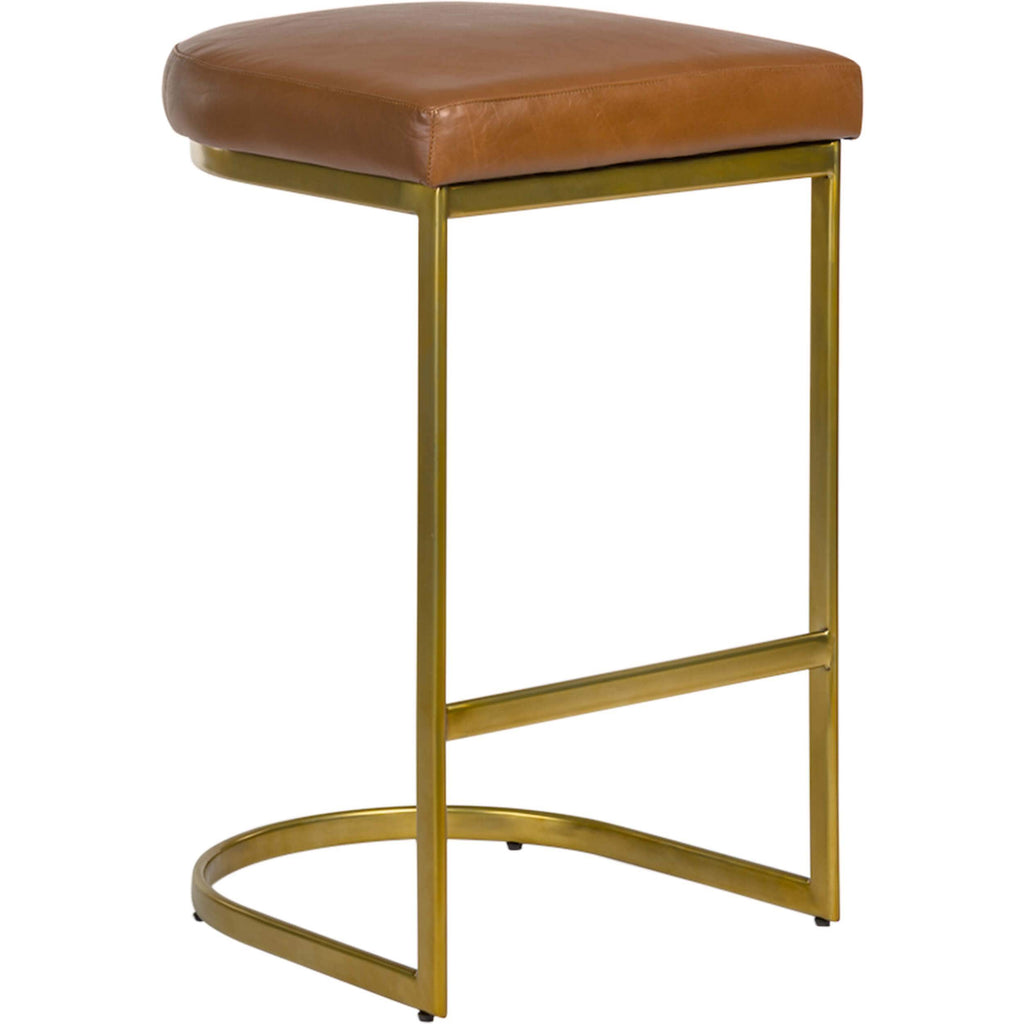 San Rafael Leather Counter Stool Tanned Umber High Fashion Home