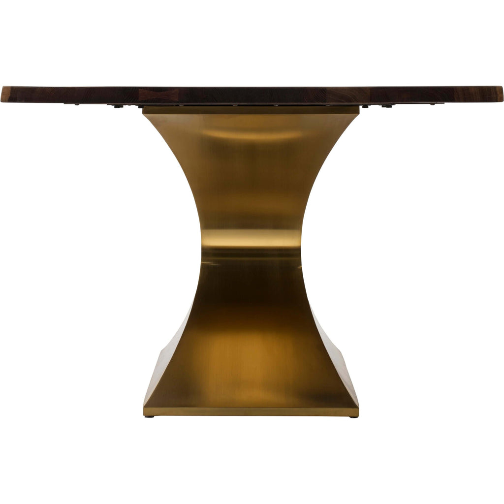 Couture Dining Table, Seared Oak/Brushed Gold Base – High Fashion Home