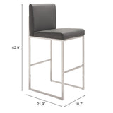 Genoa Bar Stool, Gray-Furniture-High Fashion Home