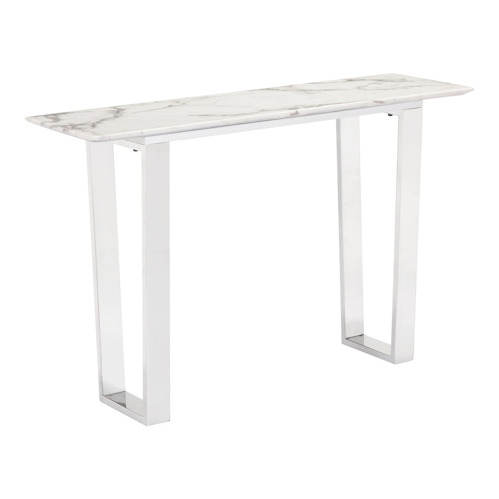 Atlas Console Table, White/Silver-Furniture - Accent Tables-High Fashion Home