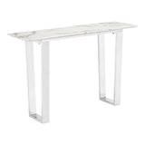 Atlas Console Table, White/Silver-Furniture - Accent Tables-High Fashion Home