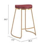 Bree Counter Stool, Burgundy, Set of 2