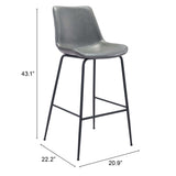 Byron Bar Stool, Gray-Furniture-High Fashion Home