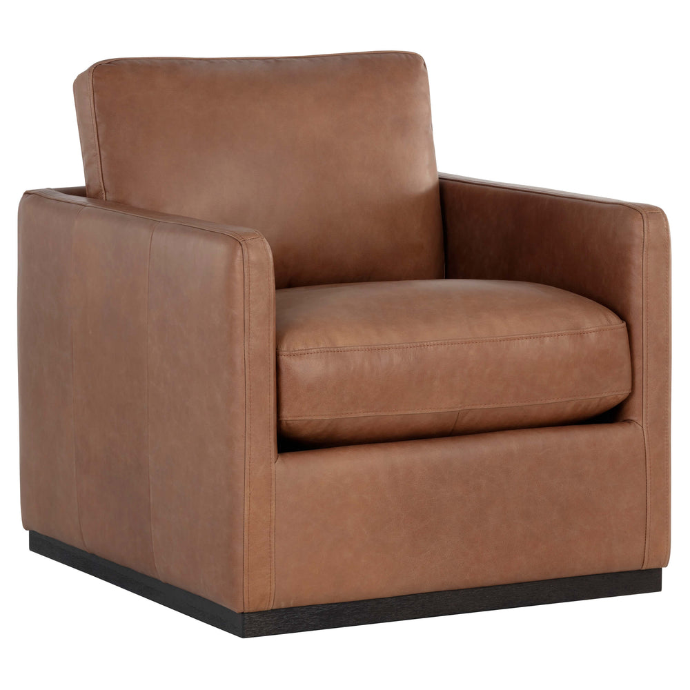 Portman Leather Swivel Chair, Marseille Camel-Furniture - Chairs-High Fashion Home