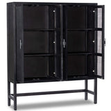 Caprice Cabinet, Black Wash w/Black Cane-Furniture - Storage-High Fashion Home