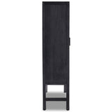 Caprice Cabinet, Black Wash w/Black Cane-Furniture - Storage-High Fashion Home