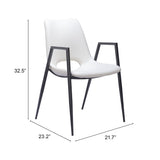 Desi Dining Chair, White, Set of 2