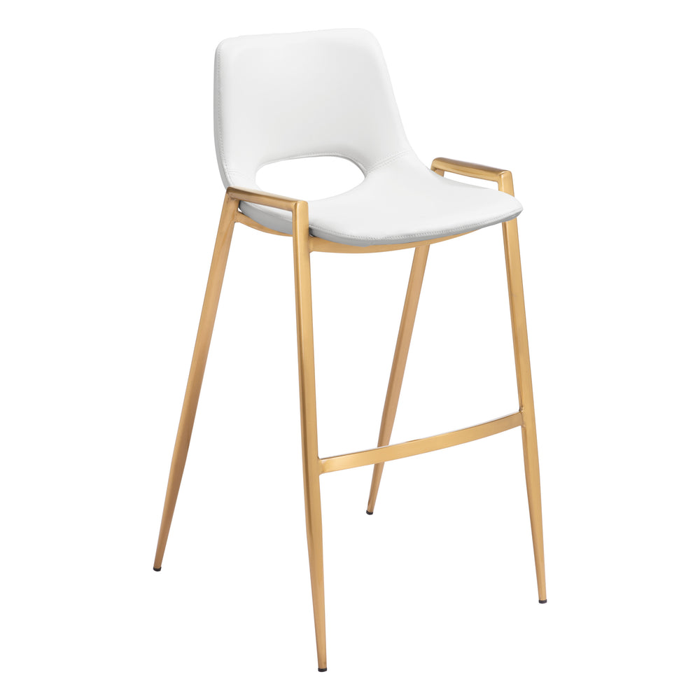 Desi Bar Stool, White/Gold, Set of 2