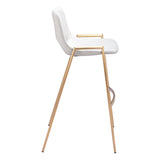 Desi Bar Stool, White/Gold, Set of 2