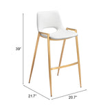 Desi Bar Stool, White/Gold, Set of 2