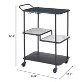 Constanza Bar Cart, Black-Furniture-High Fashion Home