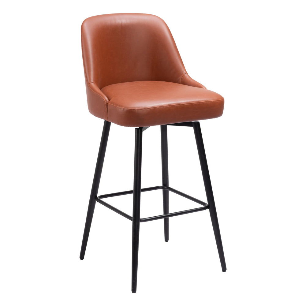 Keppel Swivel Bar Stool, Brown-Furniture-High Fashion Home