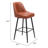 Keppel Swivel Bar Stool, Brown-Furniture-High Fashion Home