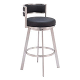 Gimsby Swivel Bar Stool, Black-Furniture-High Fashion Home