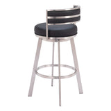 Gimsby Swivel Bar Stool, Black-Furniture-High Fashion Home