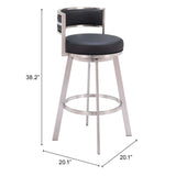 Gimsby Swivel Bar Stool, Black-Furniture-High Fashion Home