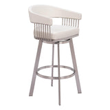 Bantry Swivel Bar Stool, White-Furniture-High Fashion Home