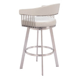 Bantry Swivel Bar Stool, White-Furniture-High Fashion Home