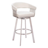 Bantry Swivel Bar Stool, White-Furniture-High Fashion Home