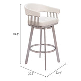 Bantry Swivel Bar Stool, White-Furniture-High Fashion Home