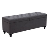 Halifax Storage Bench, Gravel Gray-Furniture - Benches-High Fashion Home