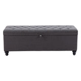 Halifax Storage Bench, Gravel Gray-Furniture - Benches-High Fashion Home