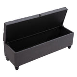 Halifax Storage Bench, Gravel Gray-Furniture - Benches-High Fashion Home