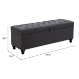 Halifax Storage Bench, Gravel Gray-Furniture - Benches-High Fashion Home