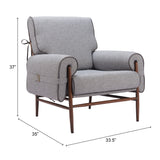 Klem Chair, Gray-Furniture - Chair-High Fashion Home