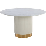 Paloma Round Dining Table, White Marble-Furniture - Dining-High Fashion Home