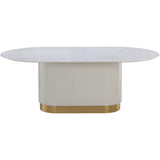 Paloma Oval Dining Table, White Marble-Furniture - Dining-High Fashion Home