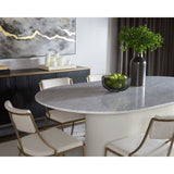 Paloma Oval Dining Table, White Marble-Furniture - Dining-High Fashion Home