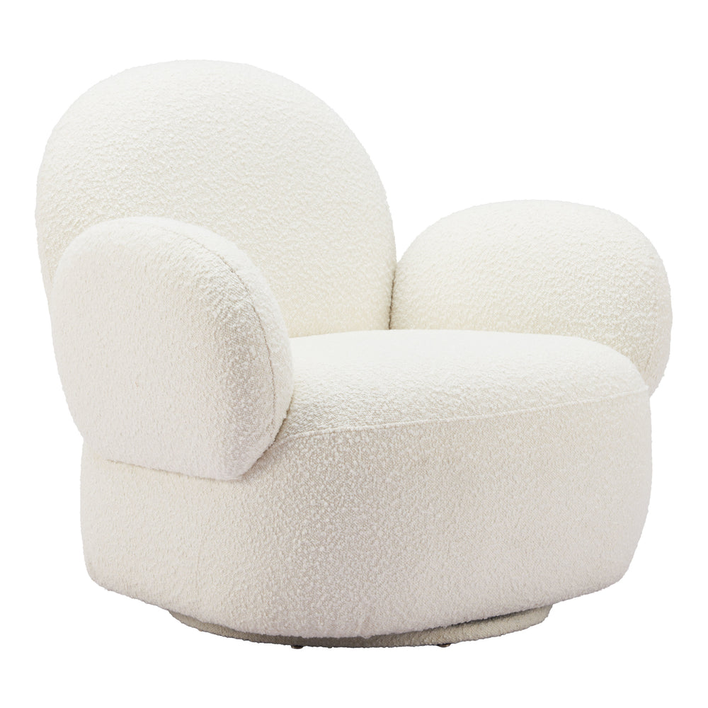 Pilka Swivel Chair, White-Furniture - Chair-High Fashion Home