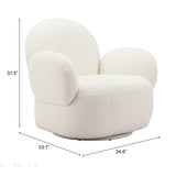 Pilka Swivel Chair, White-Furniture - Chair-High Fashion Home