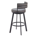 Gimsby Swivel Bar Stool, Gray-Furniture-High Fashion Home