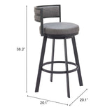 Gimsby Swivel Bar Stool, Gray-Furniture-High Fashion Home