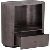 Siena Oval Nightstand, Gunmetal-Furniture - Bedroom-High Fashion Home