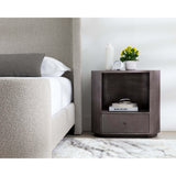 Siena Oval Nightstand, Gunmetal-Furniture - Bedroom-High Fashion Home