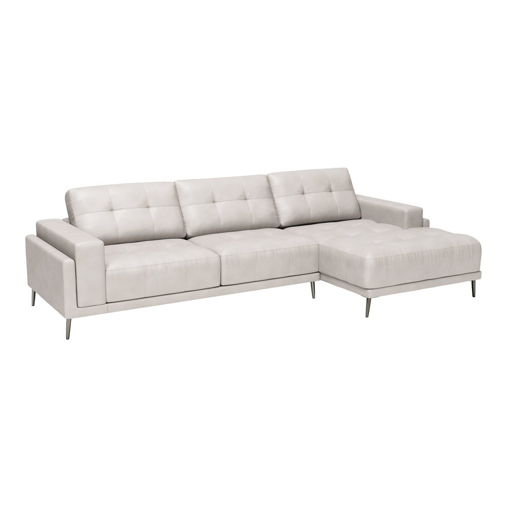 Bliss Leather RAF Chaise Sectional, Beige-Furniture - Sofas-High Fashion Home