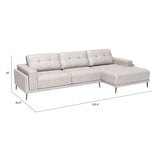 Bliss Leather RAF Chaise Sectional, Beige-Furniture - Sofas-High Fashion Home