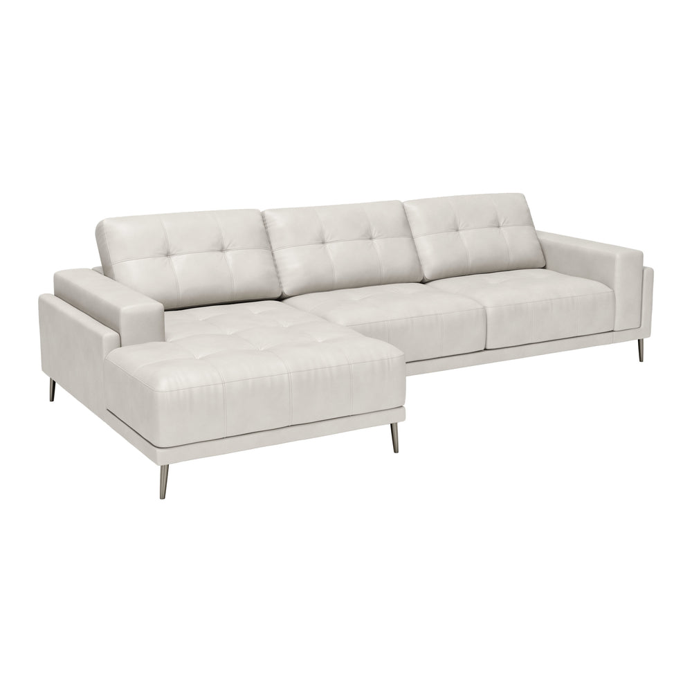 Bliss Leather LAF Chaise Sectional, Beige-Furniture - Sofas-High Fashion Home