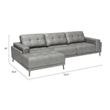 Bliss Leather LAF Chaise Sectional, Gray-Furniture - Sofas-High Fashion Home