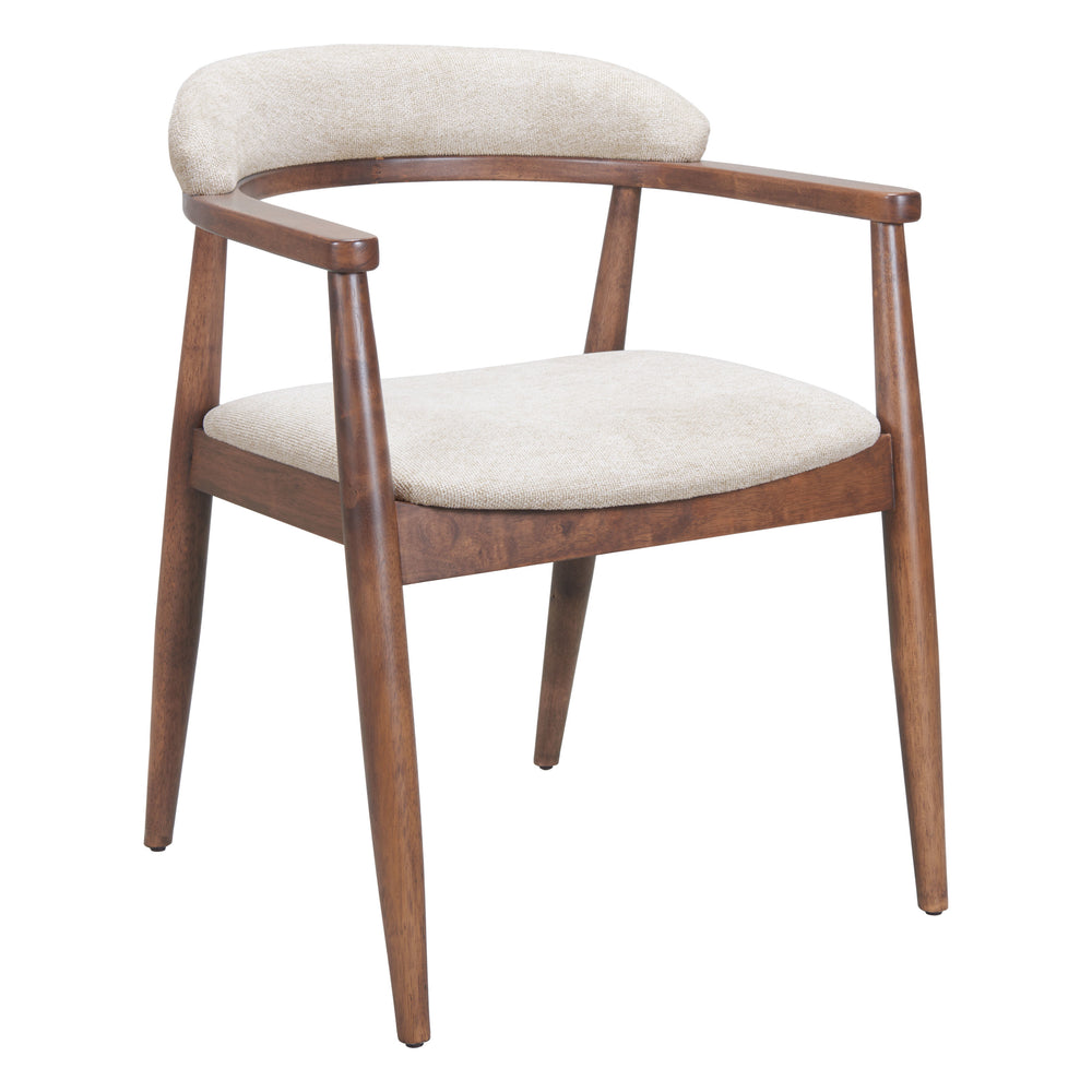 Goka Dining Chair Beige & Walnut-Furniture - Dining-High Fashion Home