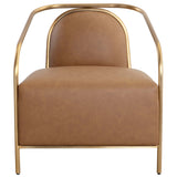 Cicero Leather Chair, Milliken Cognac-Furniture - Chairs-High Fashion Home