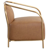 Cicero Leather Chair, Milliken Cognac-Furniture - Chairs-High Fashion Home