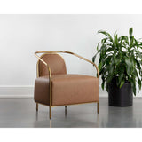 Cicero Leather Chair, Milliken Cognac-Furniture - Chairs-High Fashion Home