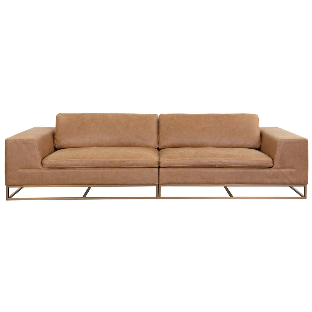 Ira Leather Sofa, Camel-Furniture - Sofas-High Fashion Home