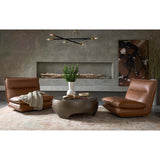 Colson Leather Swivel Chair, Cognac-Furniture - Chairs-High Fashion Home