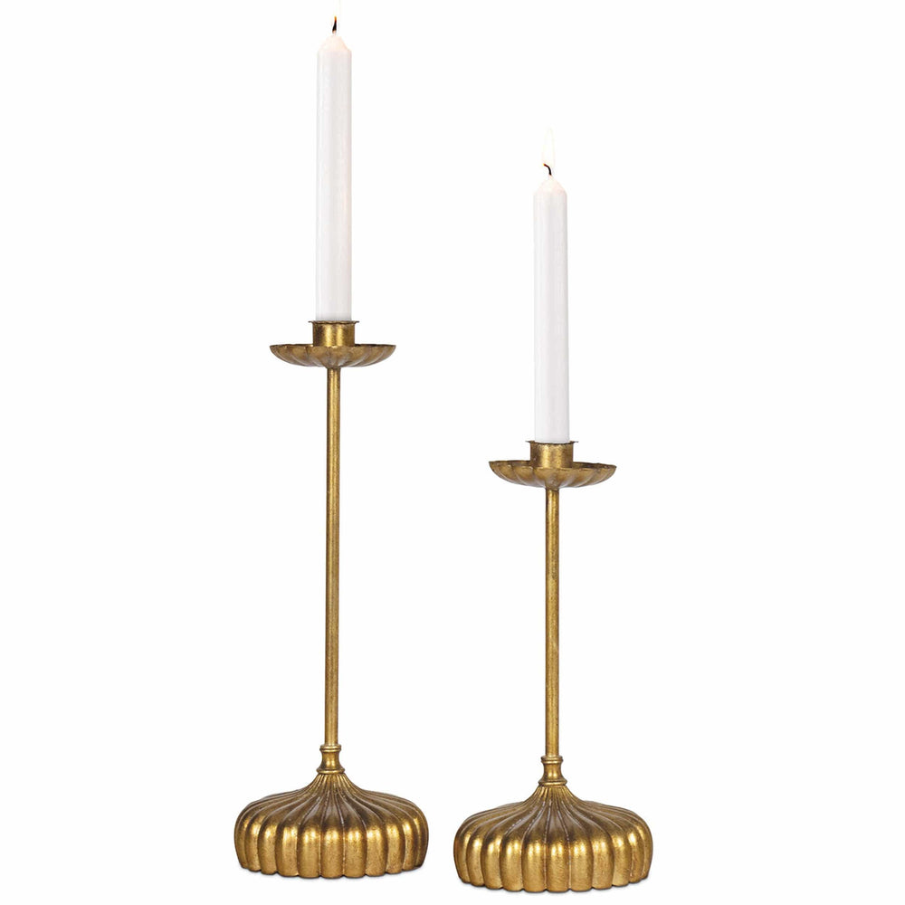 Clove Candler Holder Set, Antique Gold Left, Set of 2-Accessories-High Fashion Home